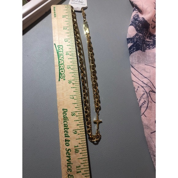 Gold Stainless Steel Star Necklace  Chunky Chain Layered Statement Jewelry - Picture 4 of 5